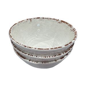 Williams Sonoma Rustic Bowls (3) Ivory And Brown.